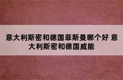 意大利斯密和德国菲斯曼哪个好 意大利斯密和德国威能